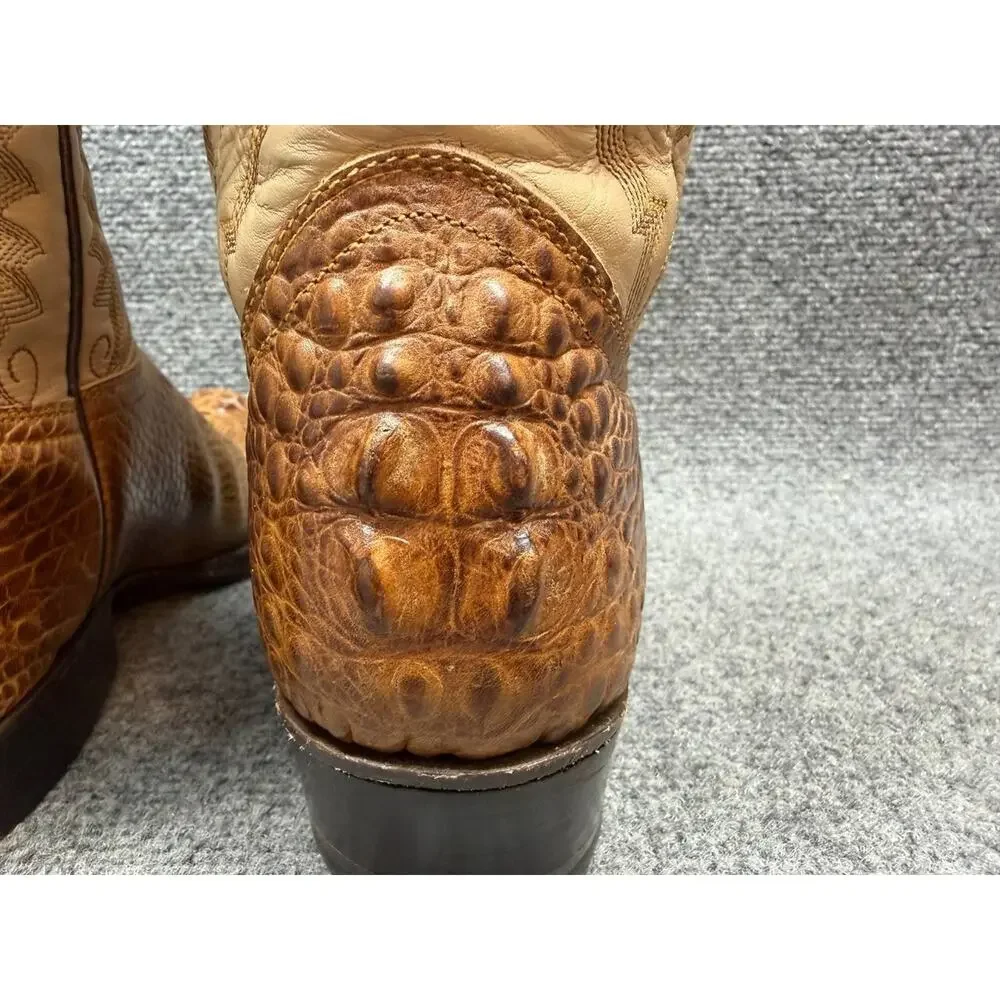 Men Western Cowboy Boots Croc Embossed Leather US 7 Read Description